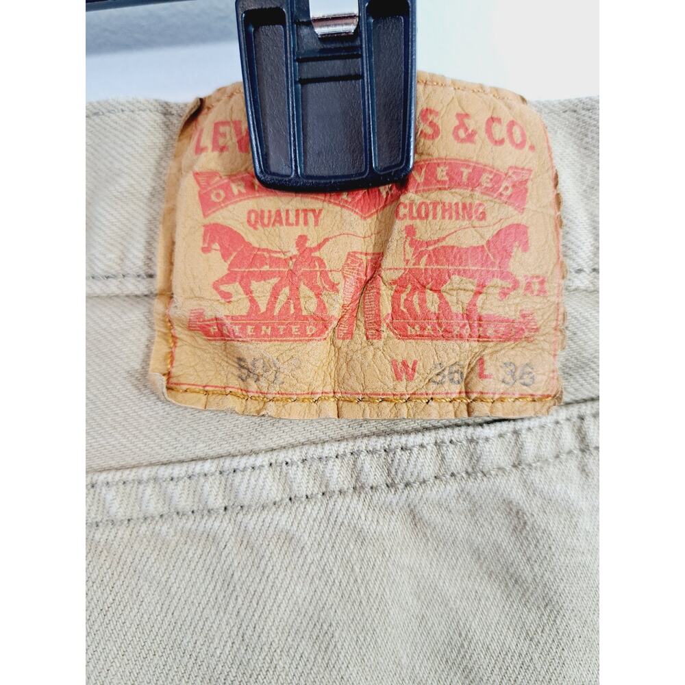 Levi's 501 Jeans Men's 36x36(34) Button Fly Tan Beige Color Classic Straight Leg - Picture 3 of 3
